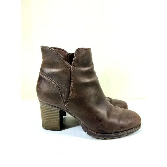 CLARKS Chocolate Brown Leather Heeled Ankle Boots Size 8 - Picture 2 of 11
